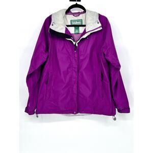 Vintage LL Bean Women's Sz L Gore-Tex Rain Jacket Purple W/ Hood